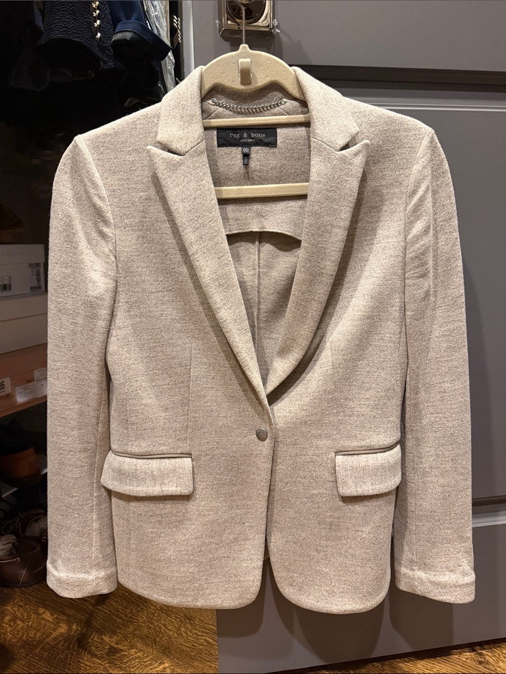 rag & bone Cream Knit Single-Button Blazer